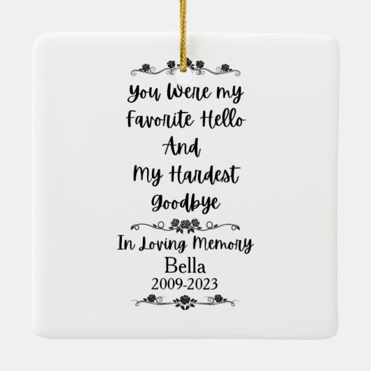 ペット記念碑/写真の追加とパーソナライズ セラミックオーナメント (裏面)