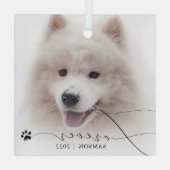 ペット記念碑 |写真カスタム犬のポープリント ガラスオーナメント (裏面)