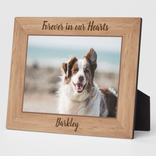 ペット記念碑 – 永遠に私たちのハート – 犬の写真 フォトプラーク (側面)