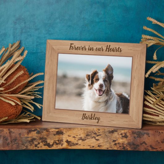 ペット記念碑 – 永遠に私たちのハート – 犬の写真 フォトプラーク (側面)