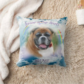 ペット記念私たちのハートで永遠にあなたのペットの写真 クッション (ブランケット)