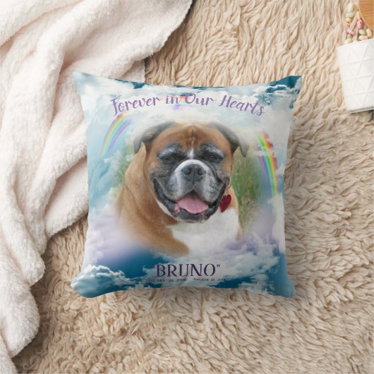ペット記念私たちのハートで永遠にあなたのペットの写真 クッション (ブランケット)