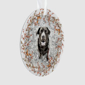 ペット記念秋リース名日付文字写真 オーナメント (正面)