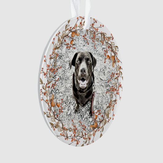 ペット記念秋リース名日付文字写真 オーナメント (正面)