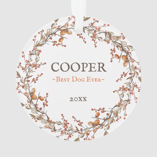 ペット記念秋リース名日付文字写真 オーナメント (裏面)