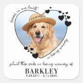 ペット記念種子パケットカスタムハート犬の写真 スクエアシール (正面)