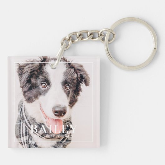 ペット記念記念の永遠に私たちのハート写真 キーホルダー (裏面)