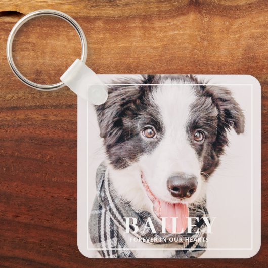 ペット記念記念の永遠に私たちのハート写真 キーホルダー (正面)