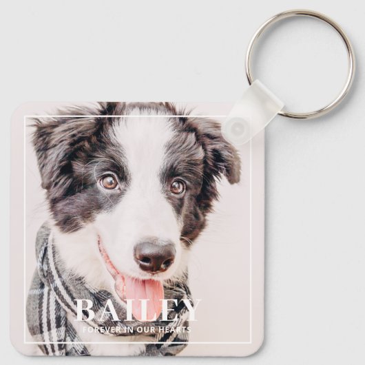 ペット記念記念の永遠に私たちのハート写真 キーホルダー (裏面)