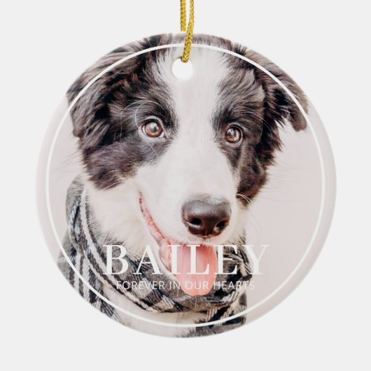 ペット記念記念の永遠に私たちのハート写真 セラミックオーナメント (正面)