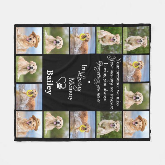 ペット記念記念の記念の記念撮影コラージュ フリースブランケット (正面(横))