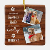 ペット記念記念ペットロス悔やみや弔慰ドッグフォト セラミックオーナメント (正面)