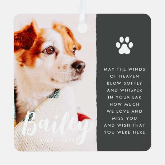 ペット記念記念引用文モダンシンプル写真 メタルオーナメント (正面)