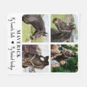 ペット記念馬の思い出パーソナライズされた写真 フリースブランケット (正面(横))