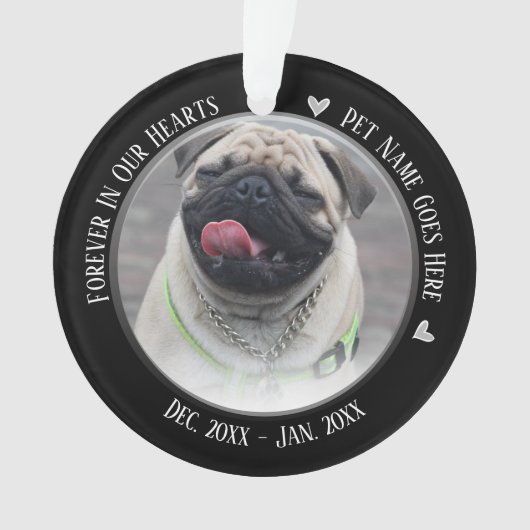 ペット記念2枚の写真が永遠にハート オーナメント (正面)