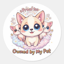 ペット誇りを持ったのかわいい犬のステッカーに所有される ラウンドシール