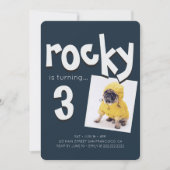 ペット誕生日クールタイポグラフィ 招待状 (正面)