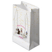 ペット誕生日ドッグお祝い |ピンク スモールペーパーバッグ (正面アングル)