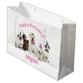 ペット誕生日ドッグお祝い |ピンク ラージペーパーバッグ (正面アングル)