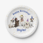 ペット誕生日ドッグお祝い |青 ペーパープレート (正面)