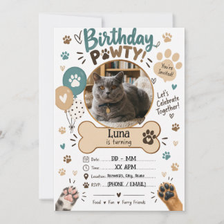 ペット誕生日パーティー招待状(犬・猫) 招待状