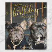 ペット誕生日写真と文字の金ゴールドモダンスクリプトの追加 ワインラベル (シングルラベル)