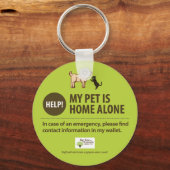 ペット警告キーチェーン 救済!私のペットは一人で家にいる! キーホルダー (正面)
