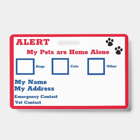 ペット警告財布カード  バッジ (Front)