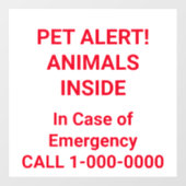 ペット警報！明るい赤の文字 ウィンドウサイン (シート)