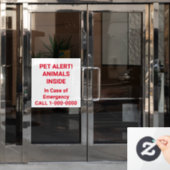 ペット警報！明るい赤の文字 ウィンドウサイン (オフィスドア)