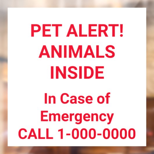 ペット警報！明るい赤の文字 ウィンドウサイン (シート2)