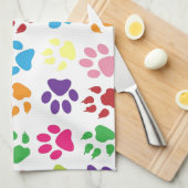 ペット足のプリントパターン キッチンタオル (四つ折り)