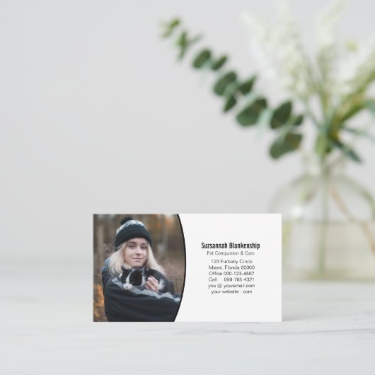 ペット連白黒プロフェッショナル写真 名刺 (スタンド正面)