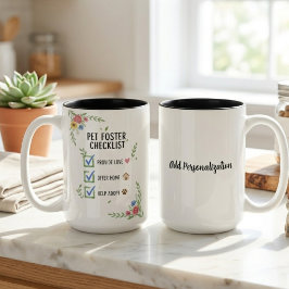 ペット里親チェックリスト 水彩花イラスト ツートーンマグカップ