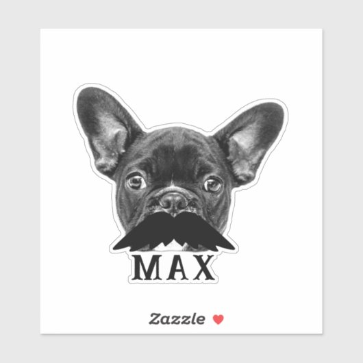 ペット顔の写真と名前を口ひげでアップおもしろいロード シール (シート)