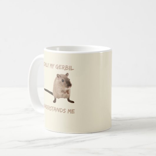 ペット飼い主のお母さんのことおもしろいはジェルビルだけ コーヒーマグカップ (正面左)