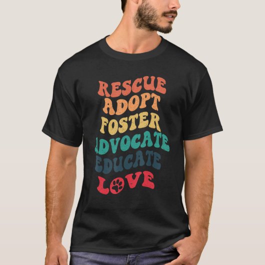 ペット養子縁組を支持する犬カッコいいを救う Tシャツ (正面)