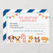 ペット養子縁組証明書テンプレート 招待状 (正面/裏面)