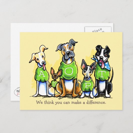 ペット養子非営利グリーンティー犬カスタム ポストカード (正面/裏面)
