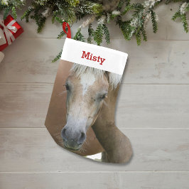 ペット馬ポニー恋人の写真と名前パーソナライズされた スモールクリスマスストッキング