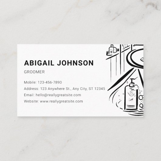 ペット魅力的スパに犬をスケッチするグルーミング 名刺 (裏面)