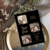 ペット黒スタイリッシュ書モダン3枚フォト