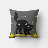 ペット黒猫オングレーホワイトイエローキュートモダン クッション (裏面)