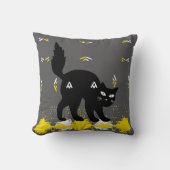 ペット黒猫オングレーホワイトイエローキュートモダン クッション (正面)