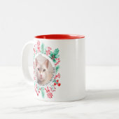 ペット2フォトウォーターカラー赤と緑の葉 ツートーンマグカップ (正面左)