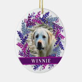 ペット2フォトピンクパープルリースクリスマスリース セラミックオーナメント (右)