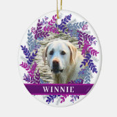 ペット2フォトピンクパープルリースクリスマスリース セラミックオーナメント (左)