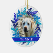 ペット2フォトブルーリースクリスマスリース セラミックオーナメント (右)
