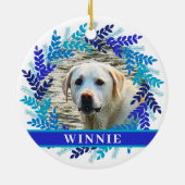 ペット2フォトブルーリースクリスマスリース セラミックオーナメント (裏面)