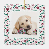 ペット2犬フォトポープリントクリスマスパーソナライズされた セラミックオーナメント (裏面)